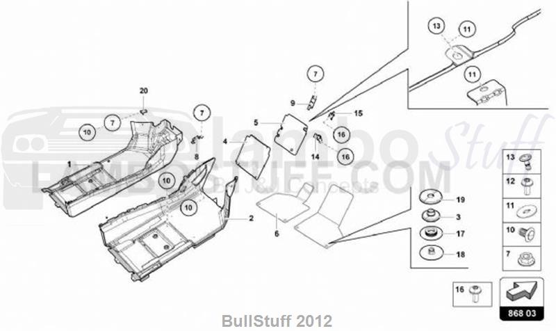 2016 Lamborghini HURACAN LP580-2 SPYDER CANADA NOISE INSULATION PLATE (868.03.00)